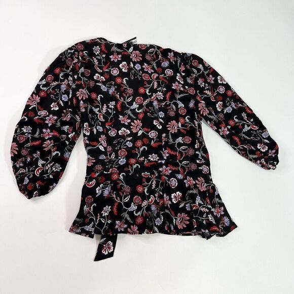 Banana Republic Top Peplum Wrap Womens Medium Bishop Sleeves dainty feminine nwt - Picture 9 of 11